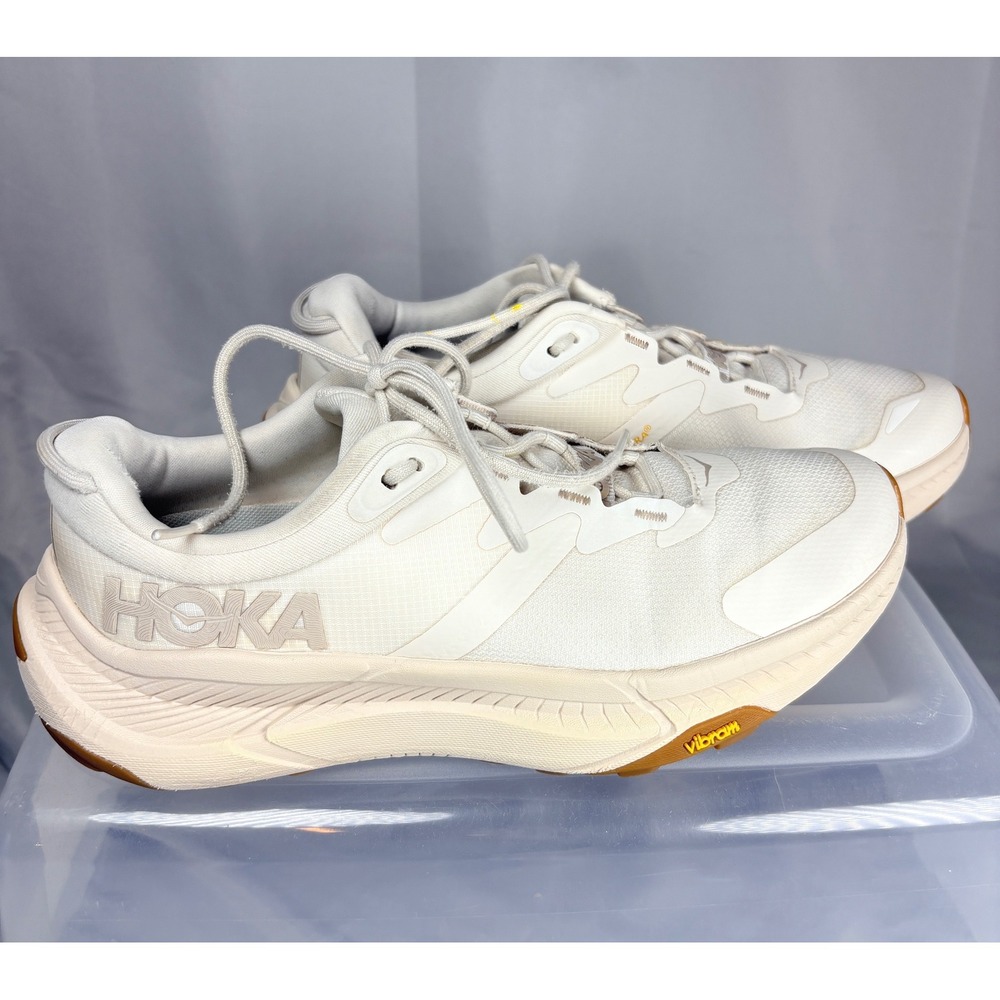 Hoka Transport Women 8.5B Eggnog White Cordura Vibram Sneakers 1123154 EEGG